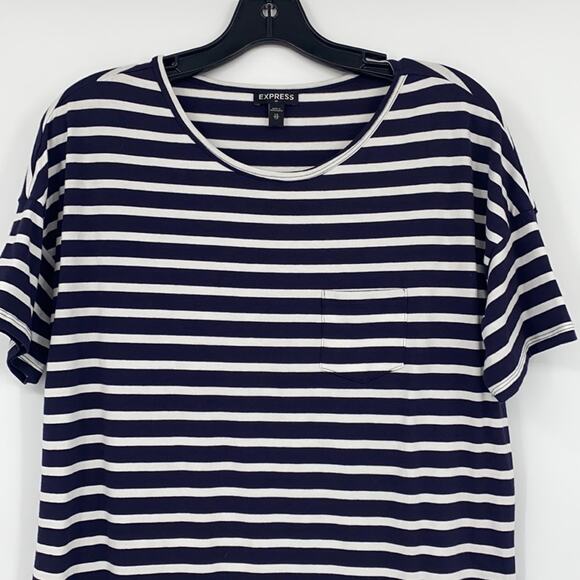 Express Women's Black & White Stripe Short Sleeve T-Shirt Dress Size XS - Picture 2 of 11